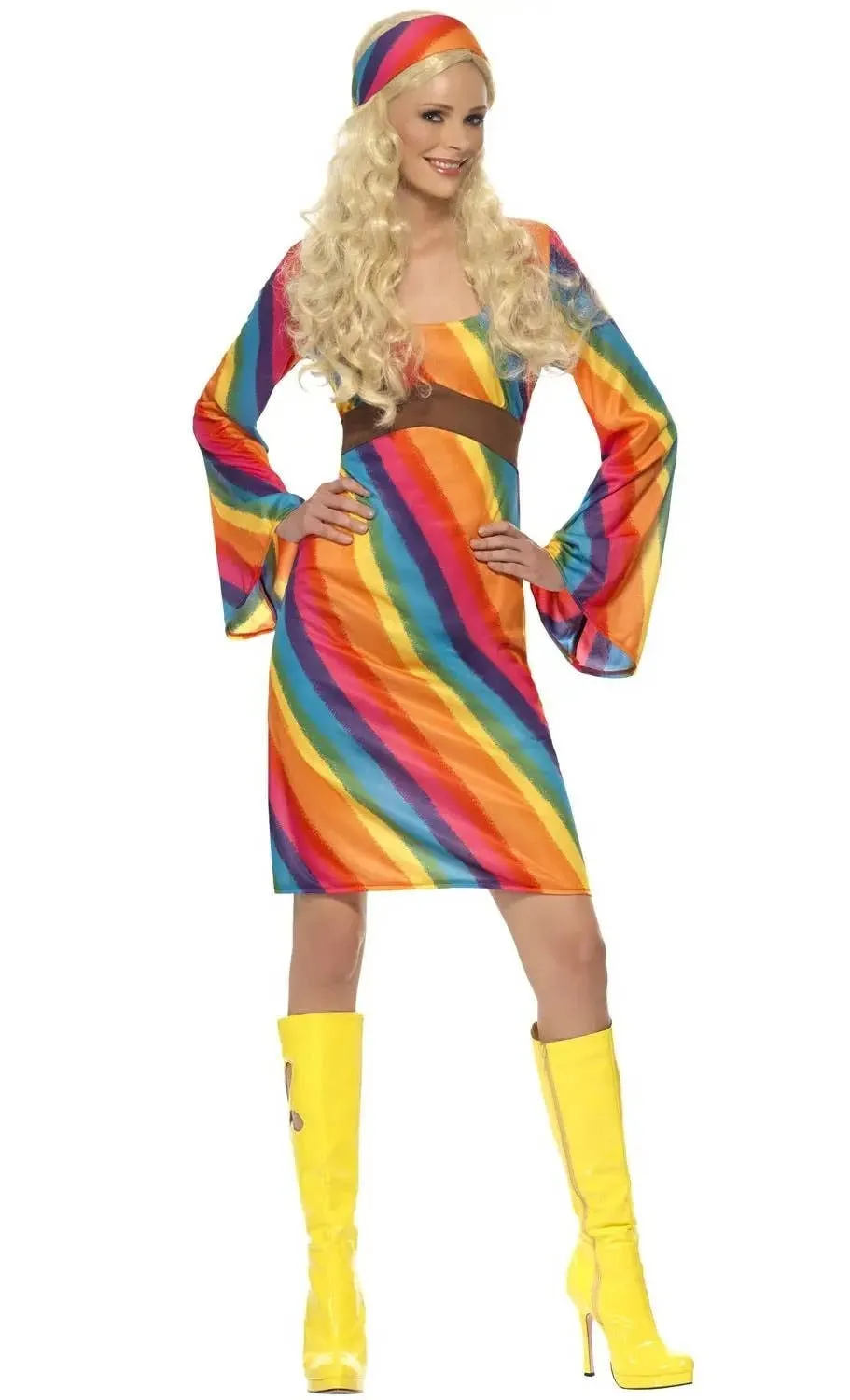 70s Rainbow Hippie Womens Plus Size Costume