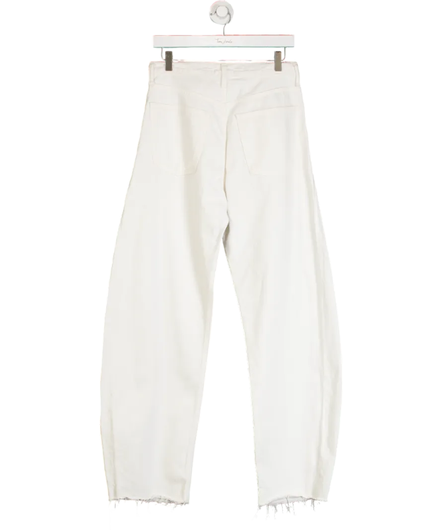 AGOLDE White Luna Frayed High-rise Barrel-leg Jeans W27