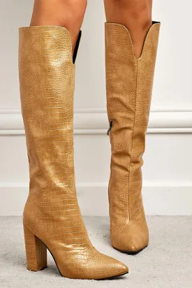 Amozae-Solid Color Pointed-Toe Knee High Boots