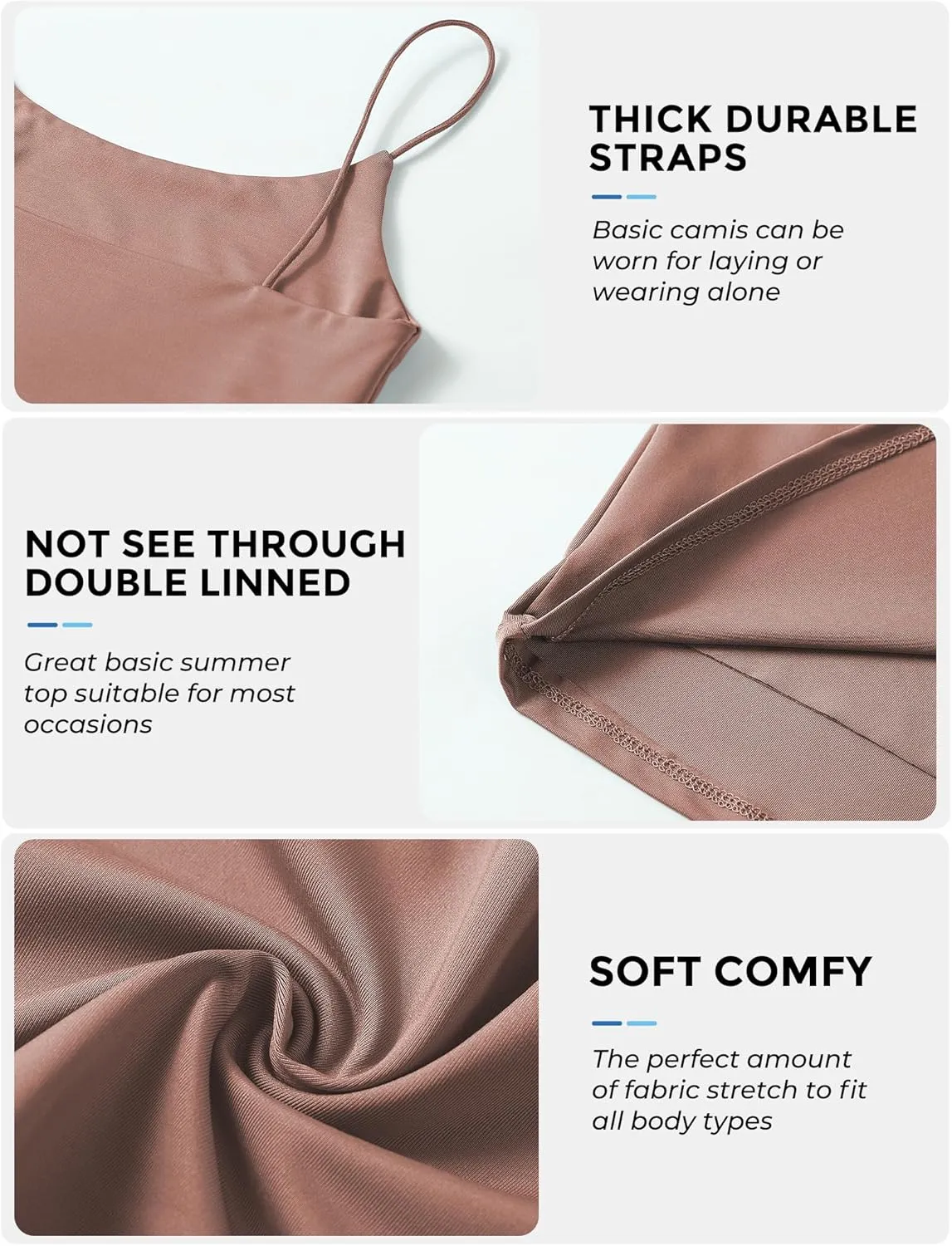 Buauty 4 Packs Crop Tops Spaghetti Strap Tank Tops for Women, Basic cami Crop Tank top Double Lined Camisole Tops