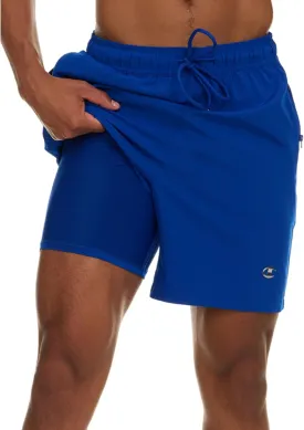 Champion Mens Swim Trunks with Compression Liner, 2 in 1 Mens Bathing Suit Shorts, 7 Inch Inseam Board Shorts for Swimming