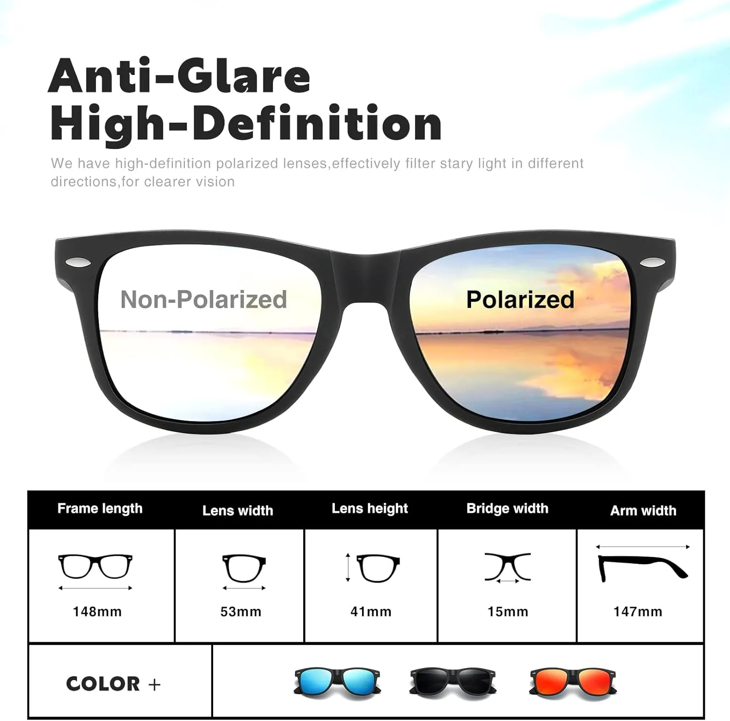 DEMIKOS Sunglasses Men Polarized Sunglasses for Mens Womens Retro Mirror Lens for Driving Fishing UV400 Protection