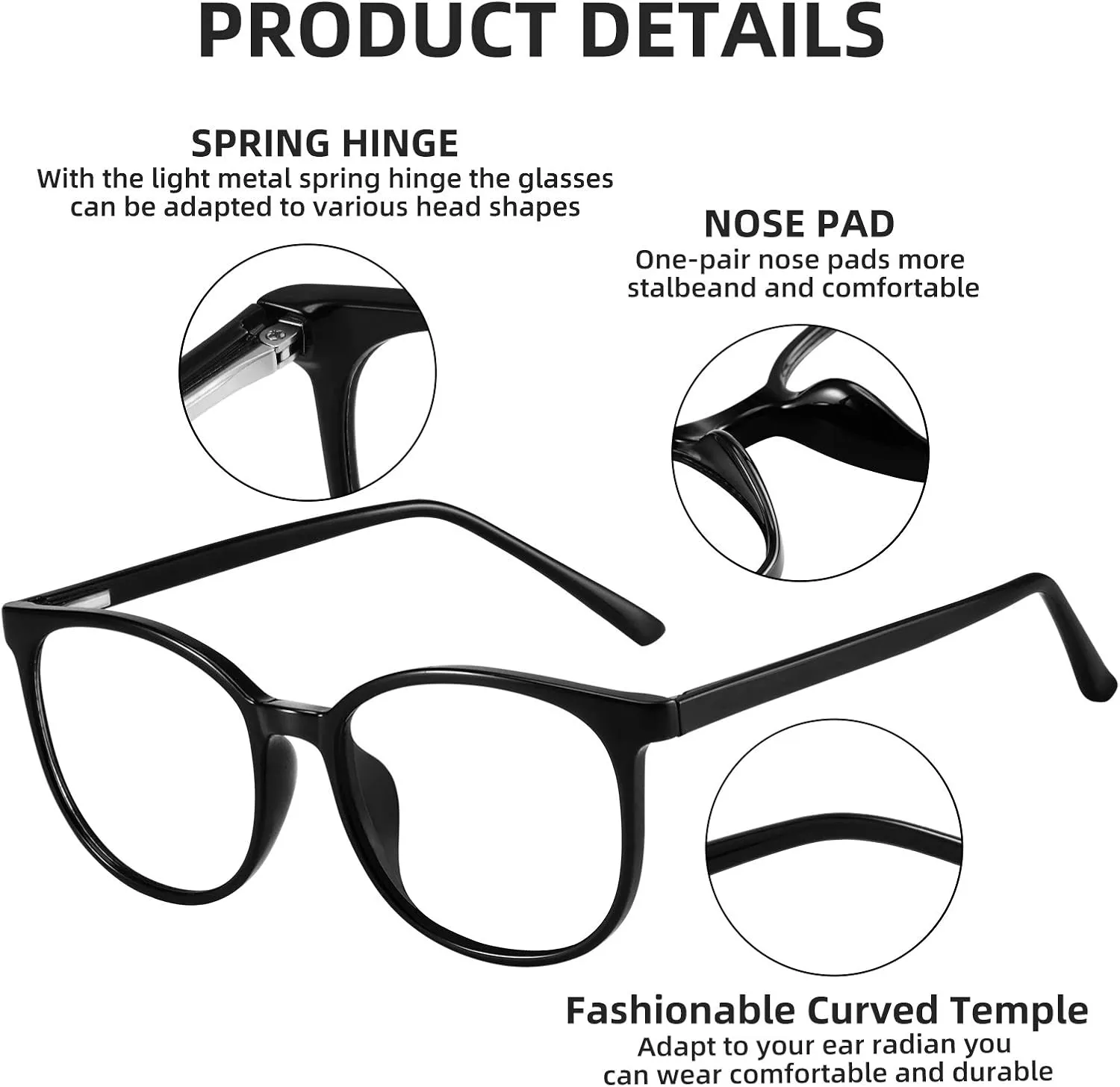 FONHCOO Blue Light Blocking Glasses Fashion Round TR90 Frame Transparent Eyewear Anti UV Computer Glasses for Women Men
