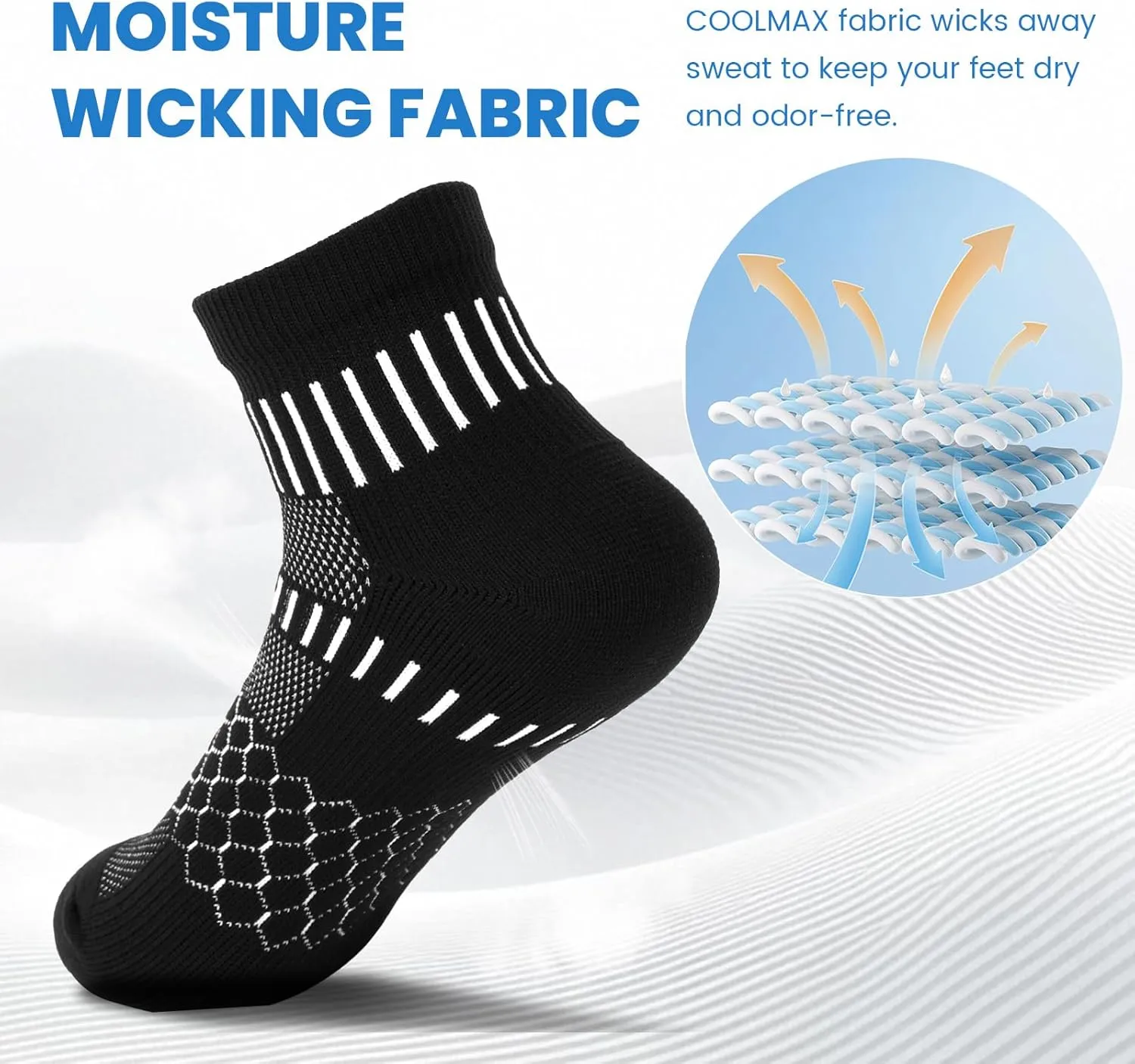 IRAMY Ankle Compression Socks for Women Men Coolmax Moisture Wicking Running Socks Plantar Fasciitis Relief 2/4/6 Pairs