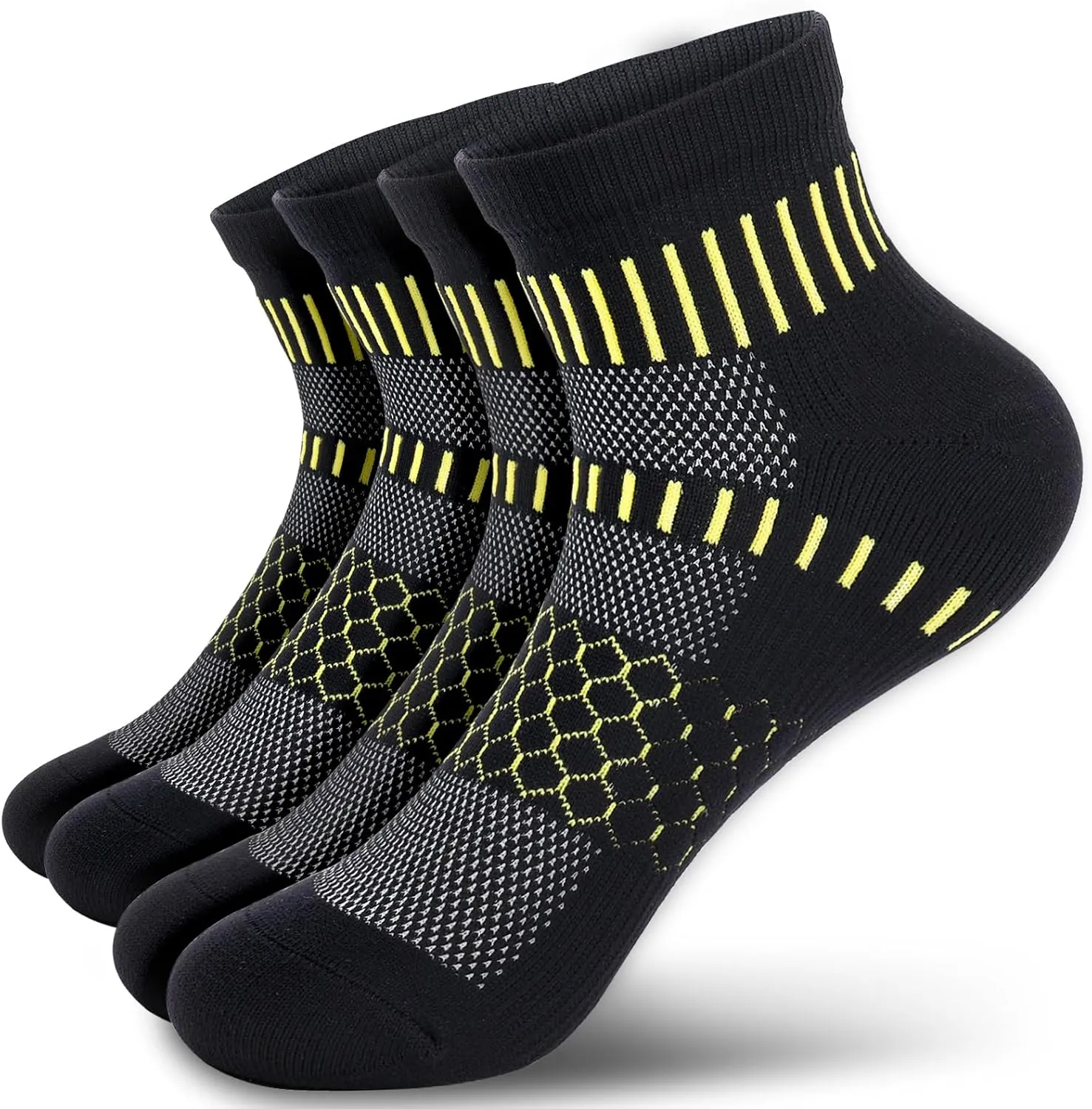 IRAMY Ankle Compression Socks for Women Men Coolmax Moisture Wicking Running Socks Plantar Fasciitis Relief 2/4/6 Pairs