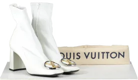 Louis Vuitton White Patent Madeleine Ankle Boots UK 6 EU 39 👠