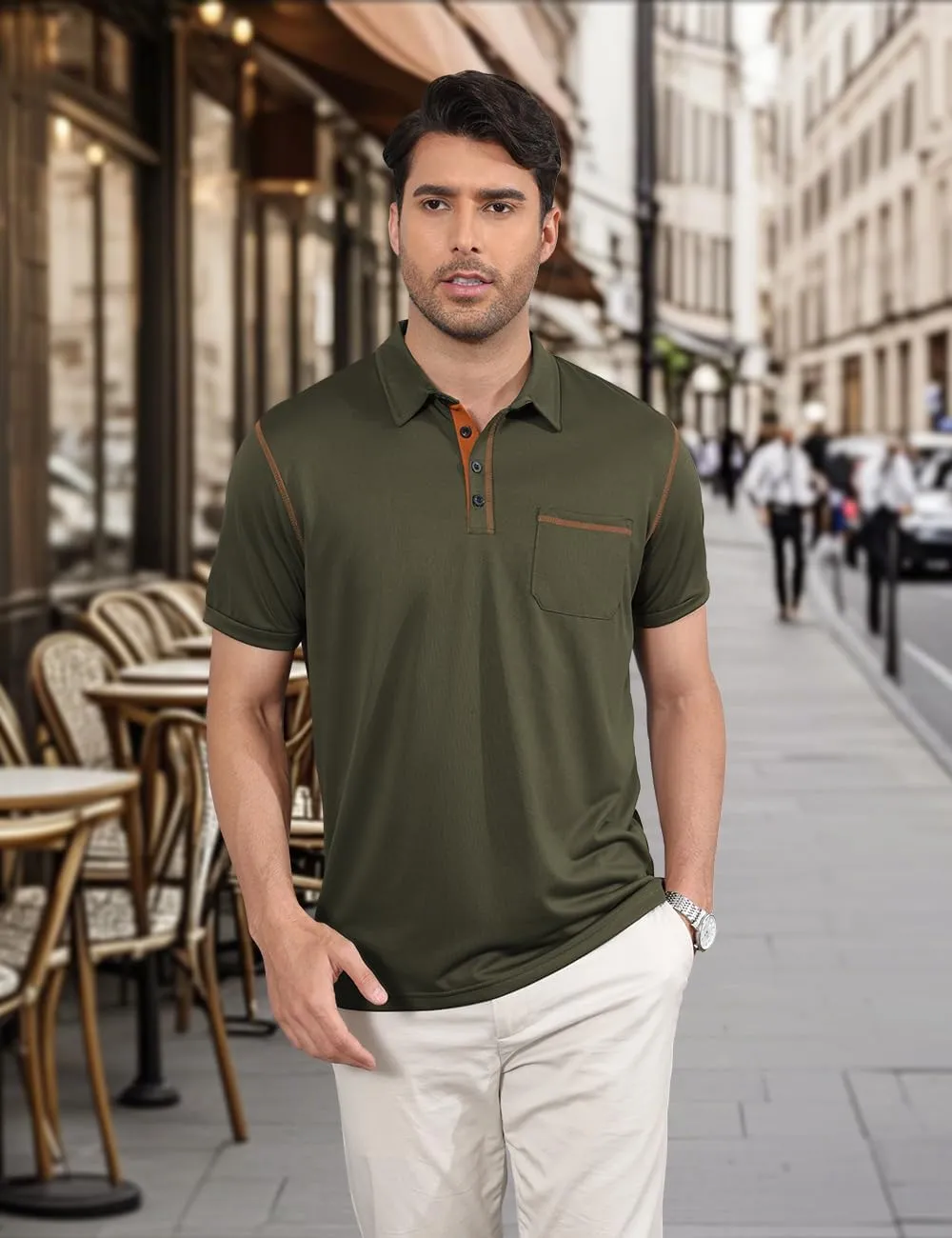 Men's Polo Shirts Short Sleeve Golf Polo T Shirt Lightweight Casual Button Down Shirts Summer Collared with Pocket