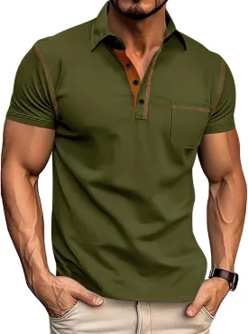 Men's Polo Shirts Short Sleeve Golf Polo T Shirt Lightweight Casual Button Down Shirts Summer Collared with Pocket