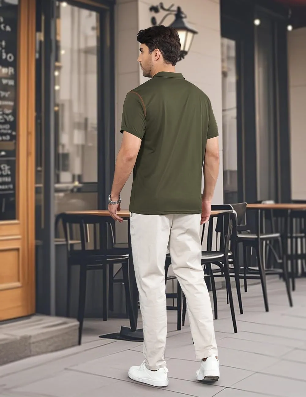 Men's Polo Shirts Short Sleeve Golf Polo T Shirt Lightweight Casual Button Down Shirts Summer Collared with Pocket