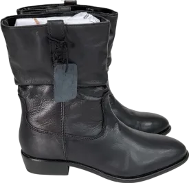 Next Black Leather Standard/wide Fit Forever Comfort Slouch Ankle Boots UK 4 EU 37 👠