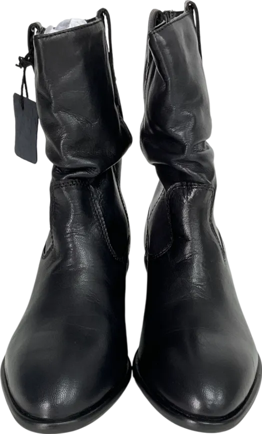 Next Black Leather Standard/wide Fit Forever Comfort Slouch Ankle Boots UK 4 EU 37 👠