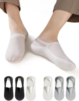 No Show Socks Men - Mesh Fabric, Invisible, Breathable & Anti-Slip Heel Ankle Socks for Daily Wear