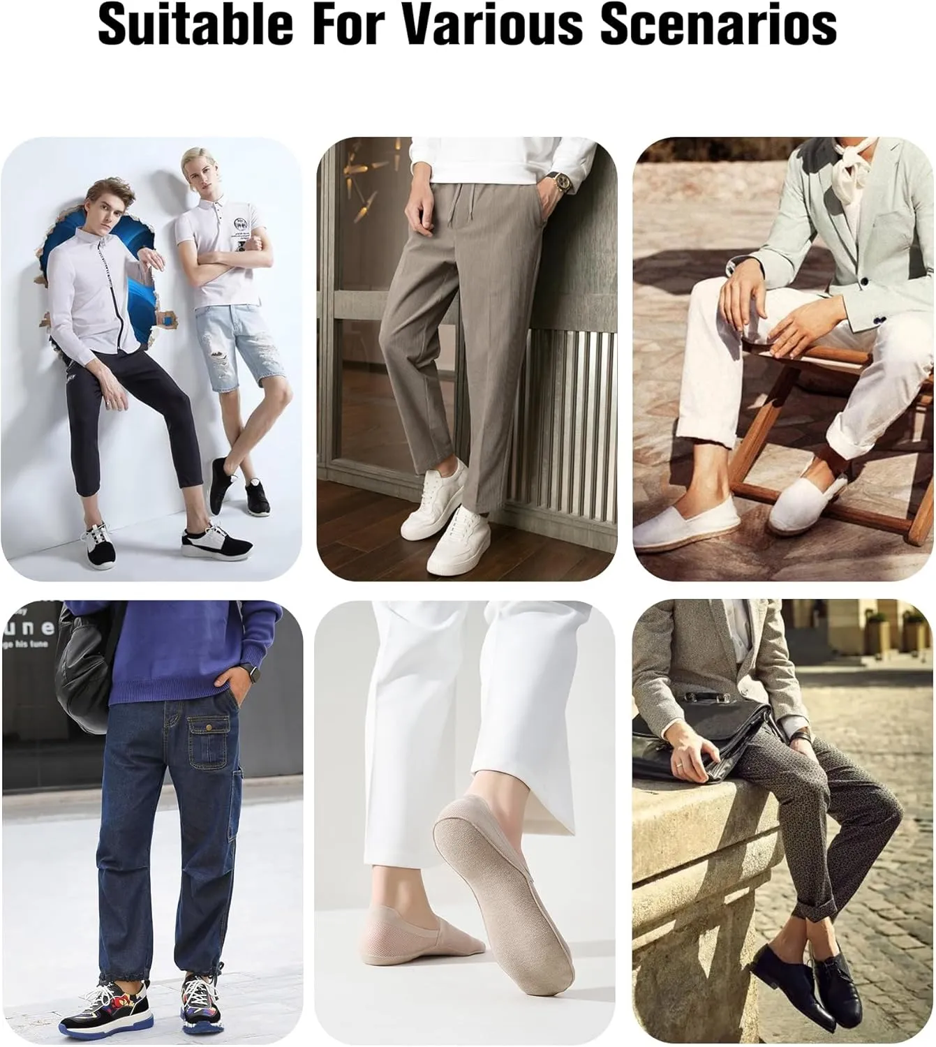 No Show Socks Men - Mesh Fabric, Invisible, Breathable & Anti-Slip Heel Ankle Socks for Daily Wear