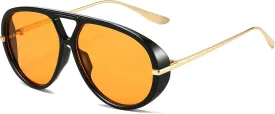 Trendy Oversized Aviator Sunglasses for Women Men Retro Big Round Shield Sun Glasses Vintage Shades