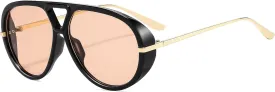 Trendy Oversized Aviator Sunglasses for Women Men Retro Big Round Shield Sun Glasses Vintage Shades