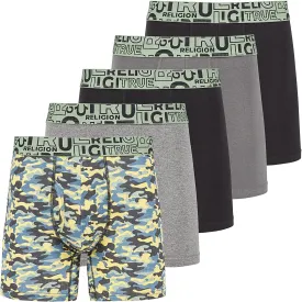 True Religion Cotton Stretch Mens Boxer Briefs, Mens Underwear Pack of 5