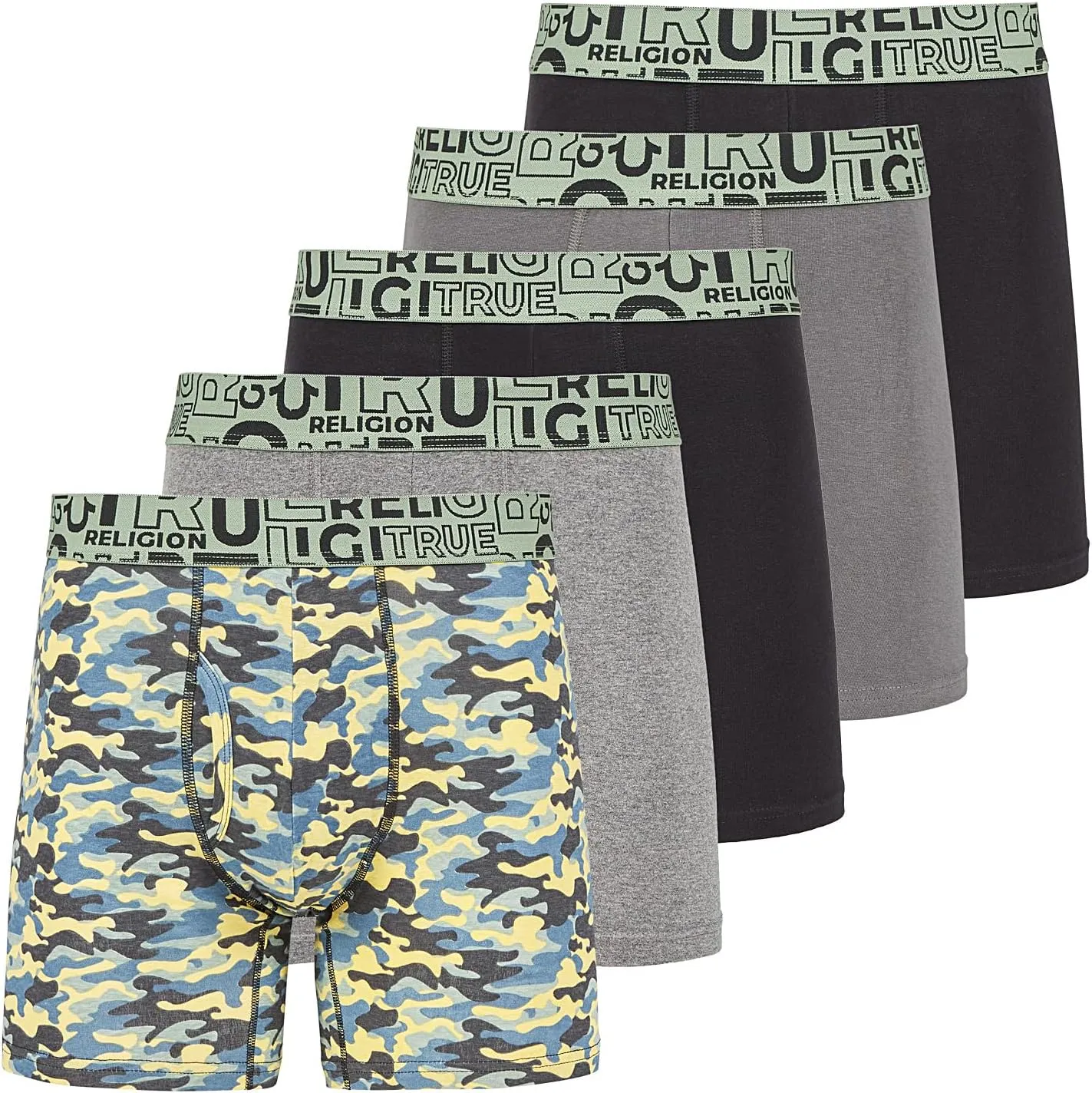 True Religion Cotton Stretch Mens Boxer Briefs, Mens Underwear Pack of 5