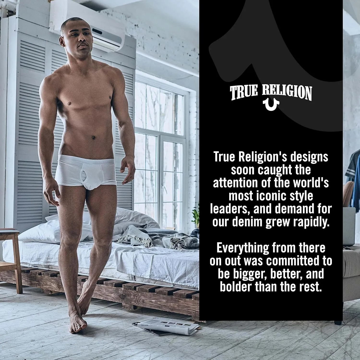 True Religion Cotton Stretch Mens Boxer Briefs, Mens Underwear Pack of 5