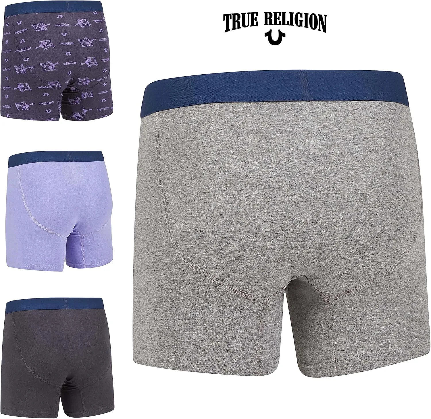 True Religion Mens Boxer Briefs Cotton Stretch Underwear for Men Pack of 4