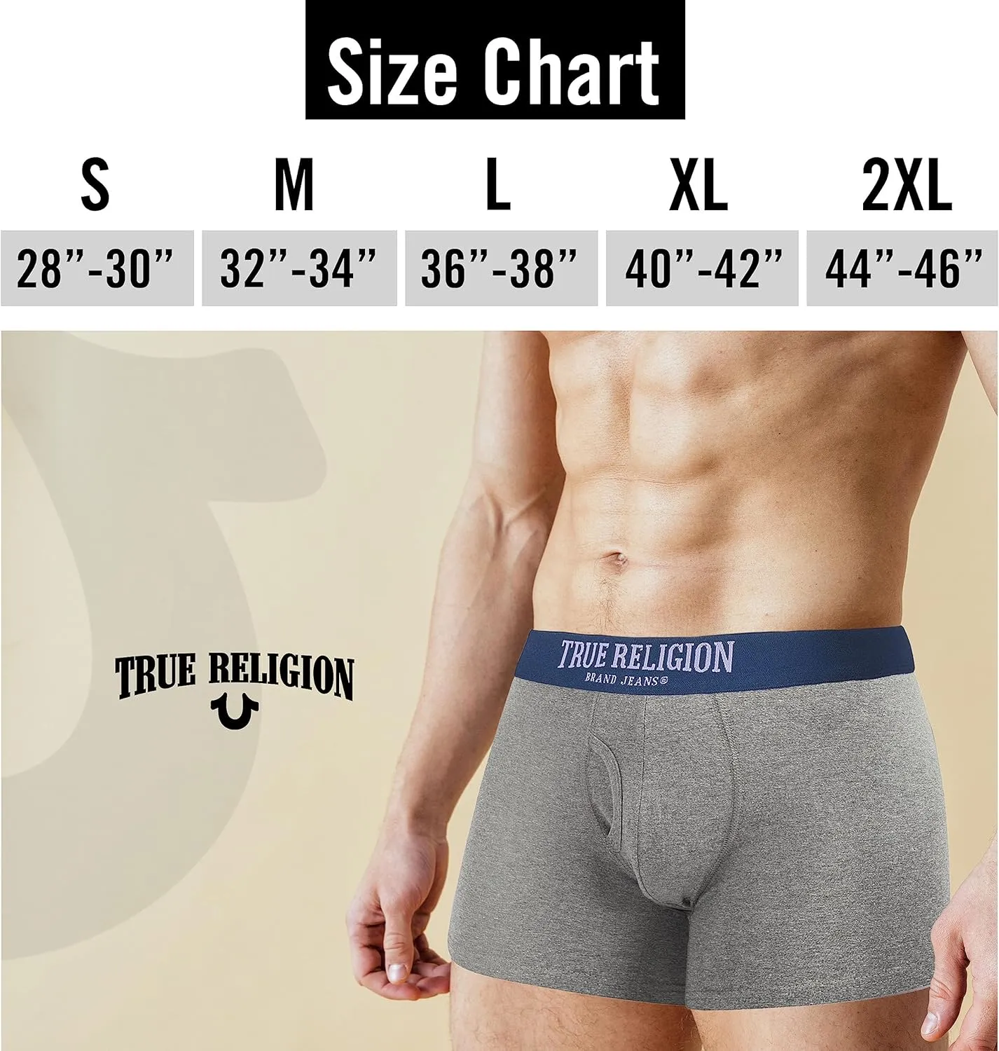True Religion Mens Boxer Briefs Cotton Stretch Underwear for Men Pack of 4