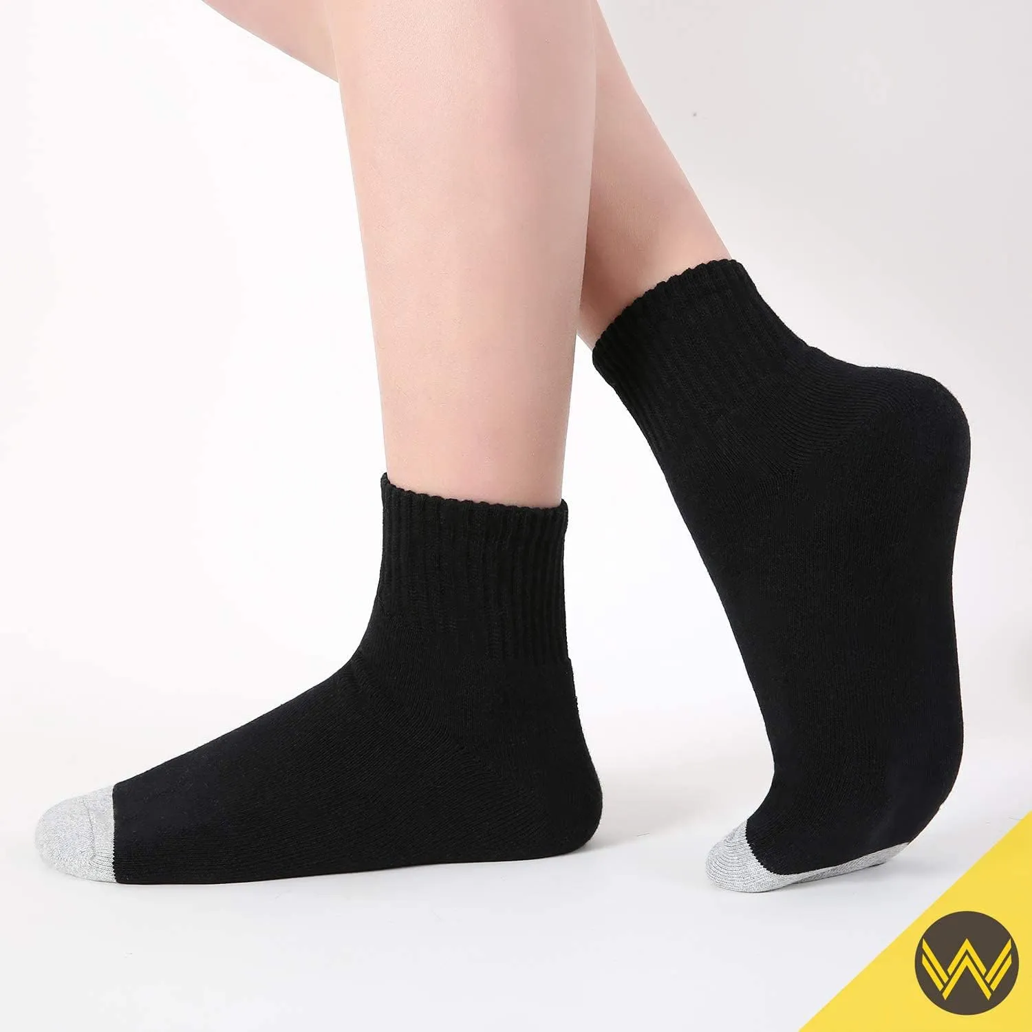 WANDER Men's Athletic Ankle Socks 3/8 Pairs Thick Cushion Running Socks for Men&Women Cotton Socks 6-9/9-12/12-15