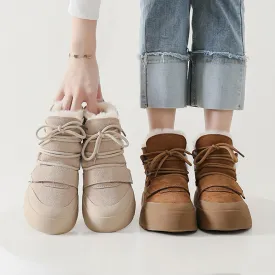 Women Lace-up Suede Leather Waterproof Snow Boots